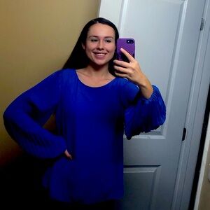 Blue Ann Taylor blouse professional top Size Medium